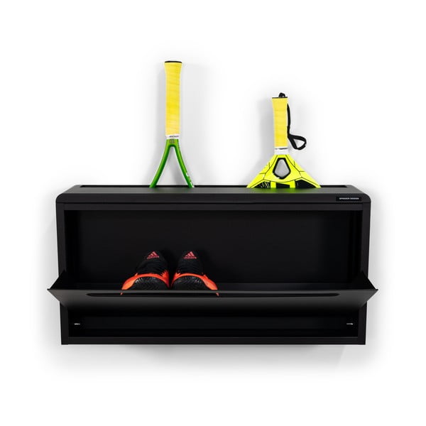 Črna kovinska preklopna/stenska omarica za čevlje 76x38x18 cm Sportiva – Spinder Design-image-3