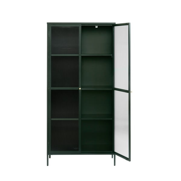 Temno zelena kovinska vitrina 90x190 cm Bronco – Unique Furniture-image-3