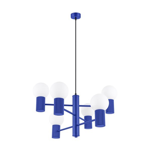 Modra viseča svetilka s steklenim senčilom Orbital – Sollux