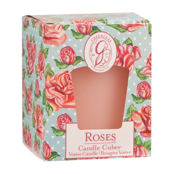 Sveča z vonjem vrtnice Greenleaf Roses, čas gorenja 15 ur
