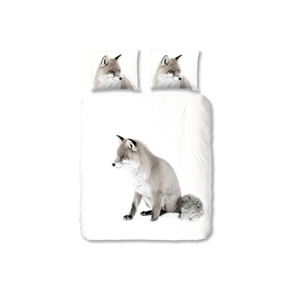 Bombažno posteljno perilo za zakonsko posteljo Dobro jutro, bela lisica, 240 x 200 cm