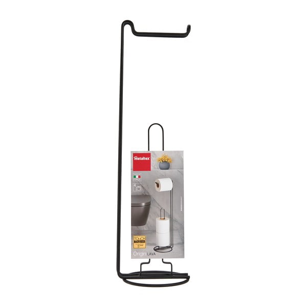 Črno stojalo za toaletni papir z držalom Metaltex Origin-image-3