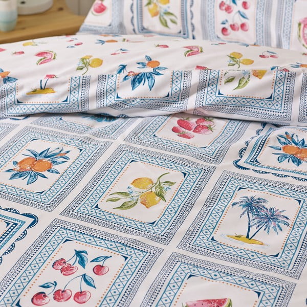 Modra enojna posteljnina 135x200 cm Riviera Tiles – Catherine Lansfield-image-4