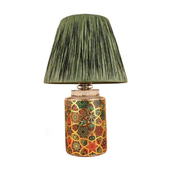 Zelena namizna svetilka s senčilom iz papirnatega prepleta (višina 38 cm) Alev – Opviq lights