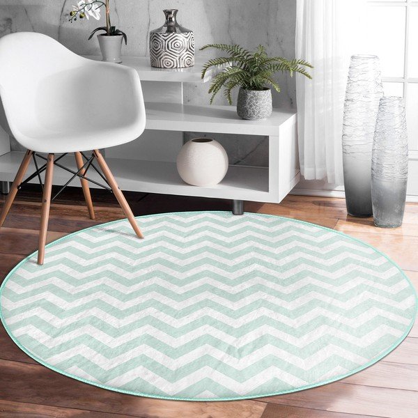 Mentolno zelena pralna okrogla preproga primerna za robotski sesalnik ø 100 cm Comfort – Mila Home-image-4