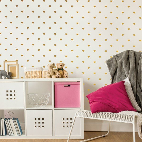 Set 100 stenskih nalepk Ambiance Golden Heart-image-1