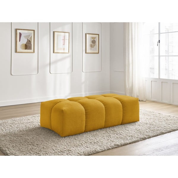 Gorčično rumen tabure iz šenilje Everest – Bobochic Paris-image-1