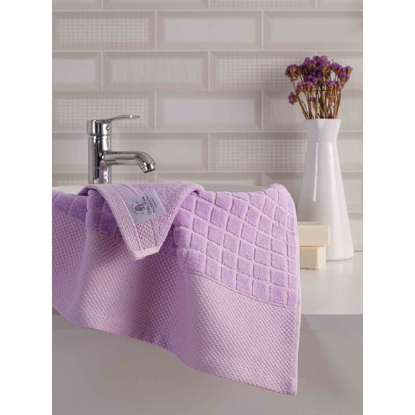 Vijolični frotirni bombažni komplet brisač 2 ks Square – Mila Home-image-2