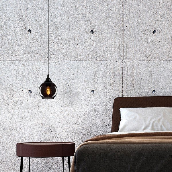 Črna viseča svetilka s steklenim senčilom ø 15 cm Smoked – Opviq lights-image-4