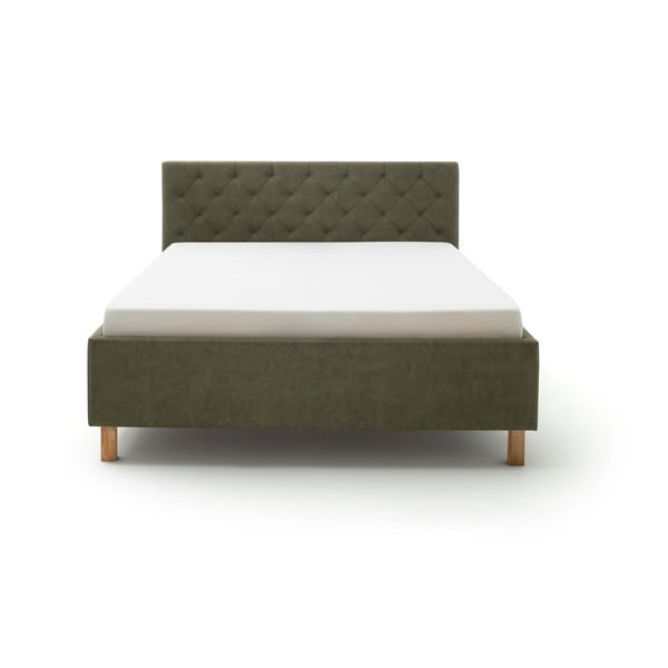 Zelena oblazinjena zakonska postelja s prostorom za shranjevanje z letvenim dnom 180x200 cm San Remo – Meise Möbel-image-2