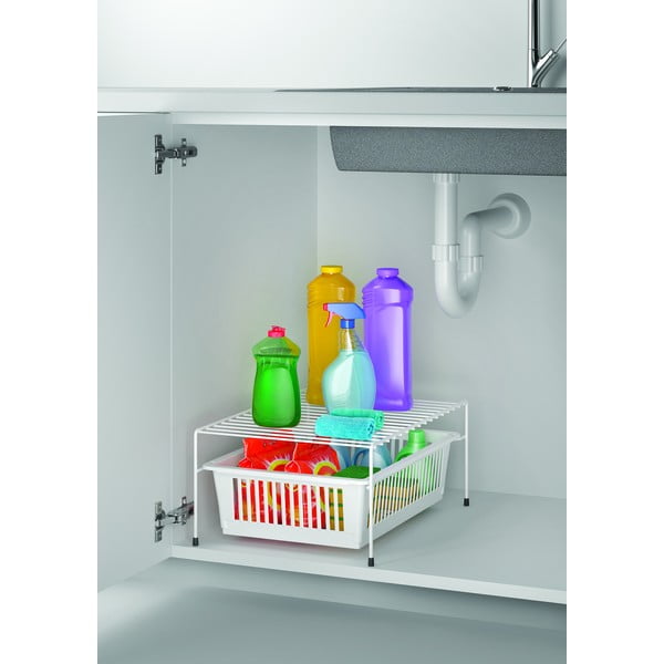 Bela dodatna polica iz nerjavečega jekla s prostorom za shranjevanje Metaltex Cipok-image-3