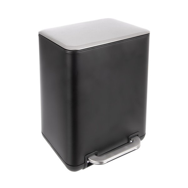 Črn koš za smeti s pedalom iz nerjavečega jekla 20 l Black – Orion