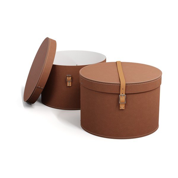 Rjave kartonaste škatle za shranjevanje v kompletu 2 ks s pokrovom ø 37,5x25 cm Rut Restore Paper Laminate – Bigso