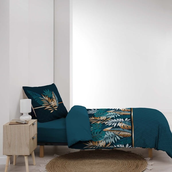 Modrozelena enojna bombažna posteljnina 140x200 cm Alianor – douceur d'intérieur-image-4