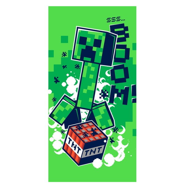 Zelena bombažna otroška brisača 70x140 cm Minecraft Boom – Jerry Fabrics