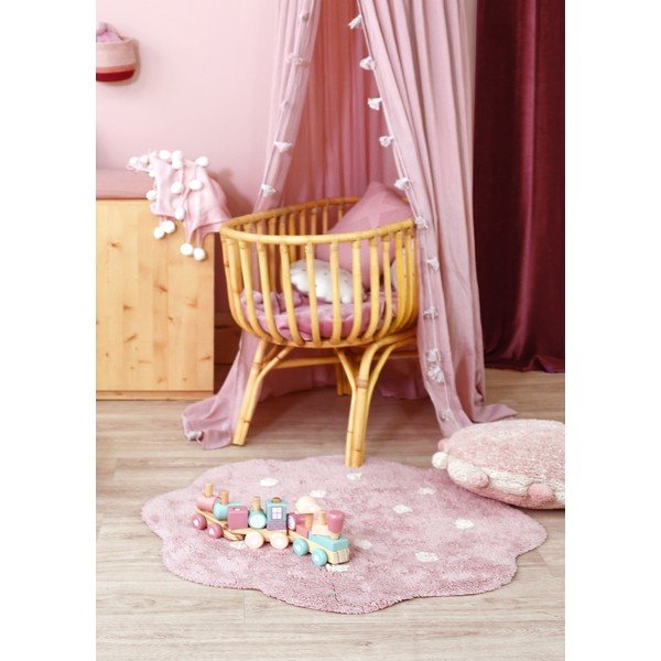 Rožnata pralna ročno tkana bombažna otroška preproga ø90 cm Mini Biscuit Vintage Nude – Lorena Canals-image-3