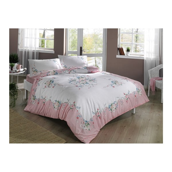 Bombažna posteljnina za enojno posteljo z rjuho Madelyn V2 Pink, 160 x 220 cm