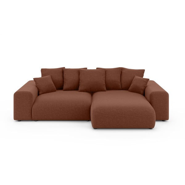 Opečnato oranžna raztegljiva kotna sedežna garnitura s prostorom za shranjevanje (s kotom po izbiri) Luma – Ropez