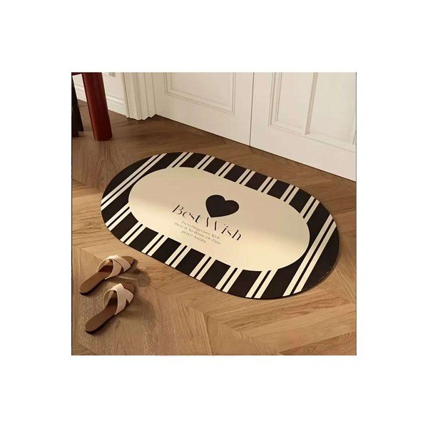 Črna/kremno bela kopalniška preproga 60x100 cm Best Wish – Foutastic-image-1