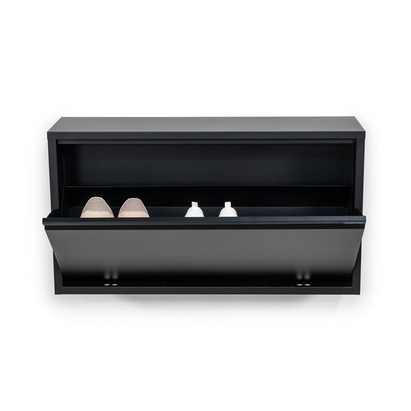 Črna kovinska preklopna/stenska omarica za čevlje 75x41x22 cm Billy – Spinder Design-image-3