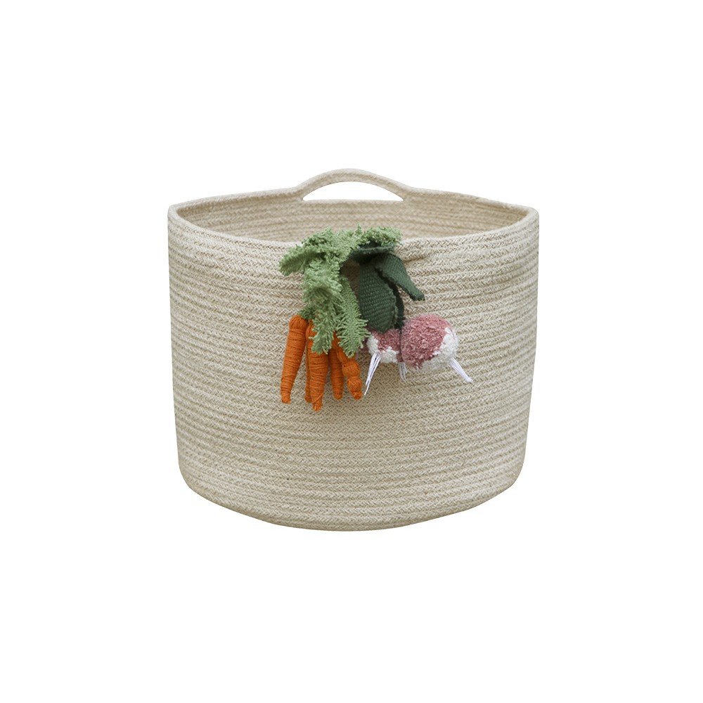 Kremno bela tekstilna otroška škatla za shranjevanje ø 30x23 cm Veggies