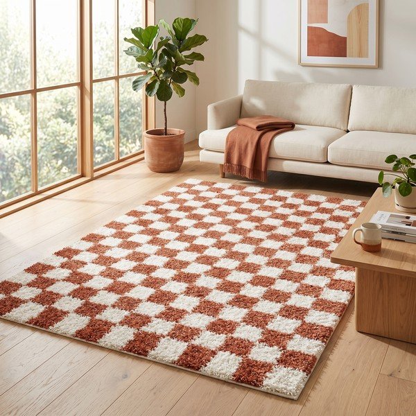 Kremno bela/v barvi terakote preproga 120x170 cm Grida – ESTE-image-2