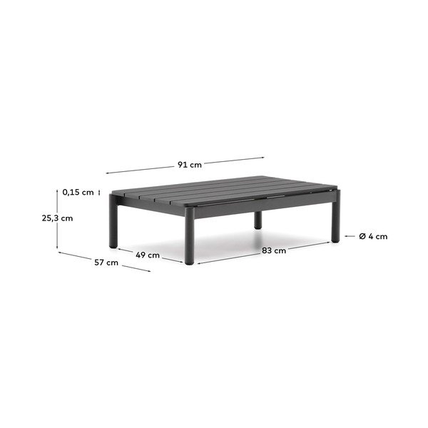 Kovinska vrtna klubska mizica 57x91 cm Sorells – Kave Home-image-3