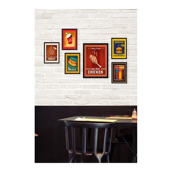 Komplet 6 stenskih slik Tablo Center Chicken