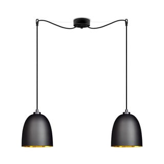 Črna dvojna viseča svetilka z detajli v zlati barvi Sotto Luce AWA Elementary 2S