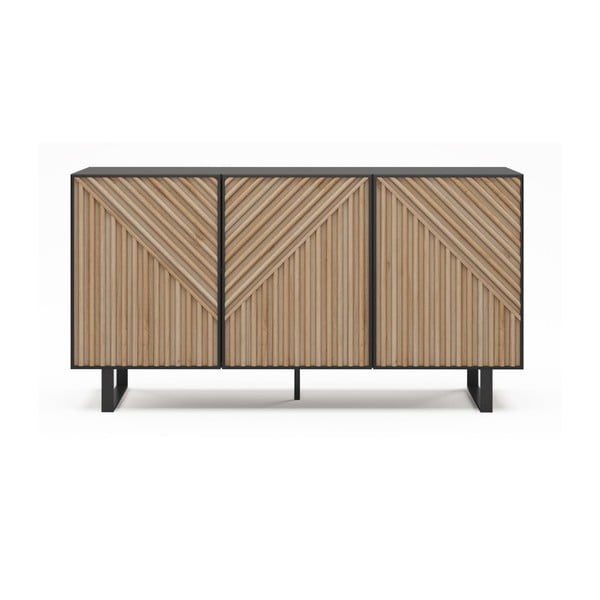 Črna/naravna komoda v hrastovem dekorju 151x80x40 cm Alana – Marckeric
