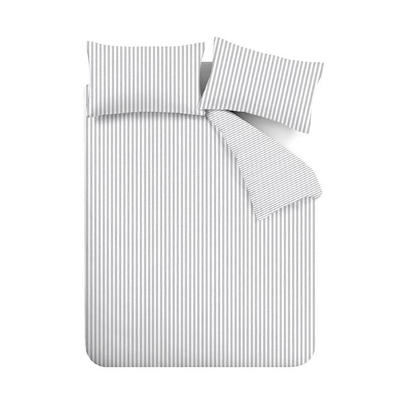 Siva enojna flanelna posteljnina 135x200 cm Stripe – Catherine Lansfield