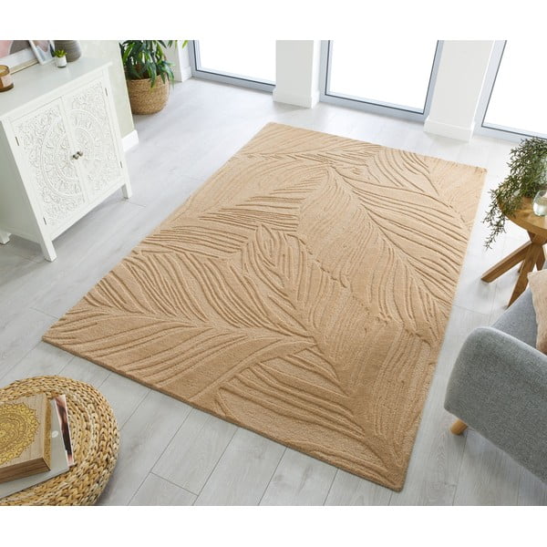 Svetlo rjava volnena preproga Flair Rugs Lino Leaf, 160 x 230 cm-image-1