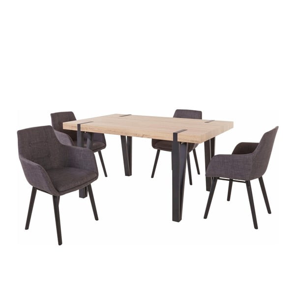 Garnitura 4 temno sivih jedilnih miz in 4 temno sivih jedilnih stolov Støraa Shelia Buckley