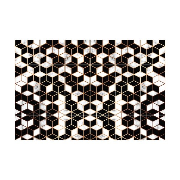 Komplet 24 stenskih nalepk Ambiance Black and Gold Marble, 10 x 10 cm-image-2