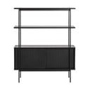 Črn regal v jesenovem dekorju z drsnimi vrati 94x114 cm Angus – Actona