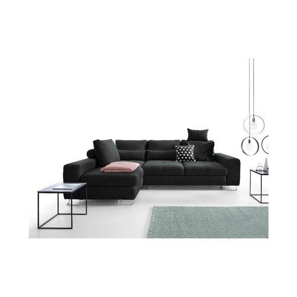 Temno siva kotna raztegljiva sedežna garnitura Windsor & Co Sofas, levi kot Alpha-image-1