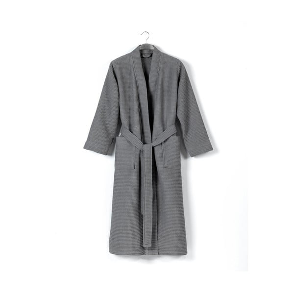 Siv bombažni kopalni plašč velikosti M Mia Waffle - Foutastic-image-1