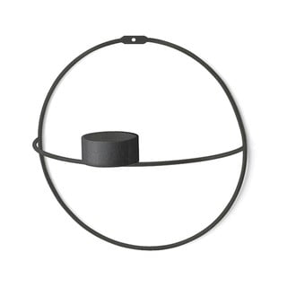 Komplet 2 črnih stenskih svečnikov Circle, ø 21 cm