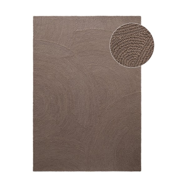 Sivorjava ročno tkana volnena preproga 120x180 cm Eleni Taupe – Hanse Home