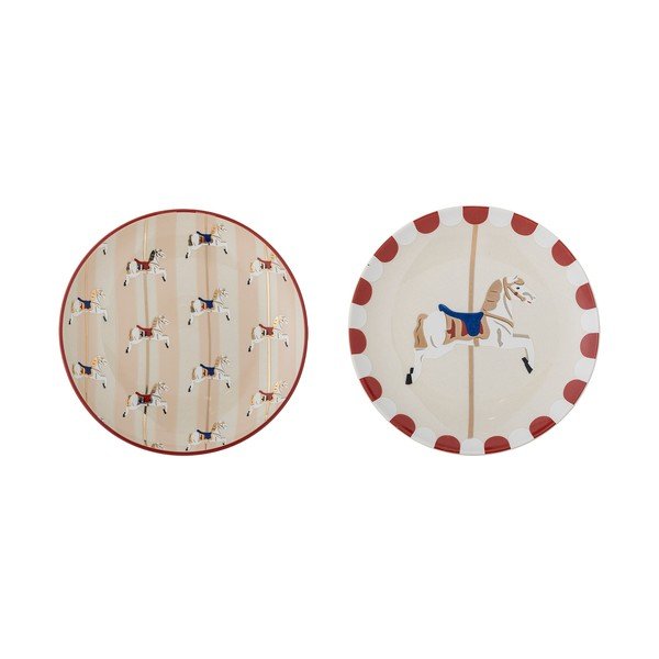 Kremno beli desertni lončeni krožniki z božičnim motivom v kompletu 2 ks ø 16 cm Merry-go-round – Bloomingville