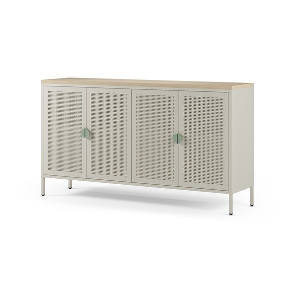 Kremno bela/v naravni barvi kovinska omarica 160x90x40 cm Sayla – Marckeric-image-1