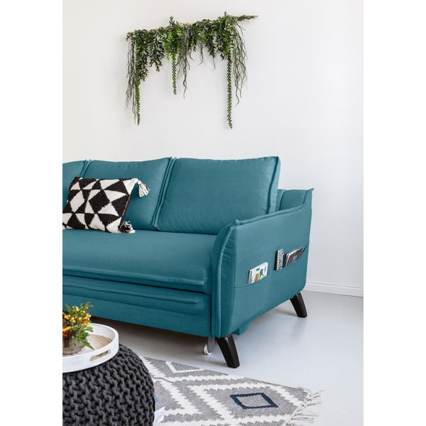 Turkizna raztegljiva sedežna garnitura Miuform Charming Charlie, levi kot-image-3