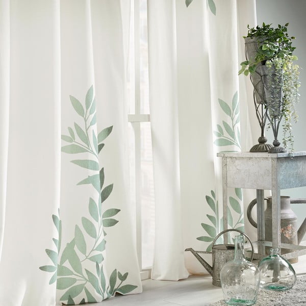 Bela/zelena zavesa 140x260 cm Nymphea – douceur d'intérieur-image-3