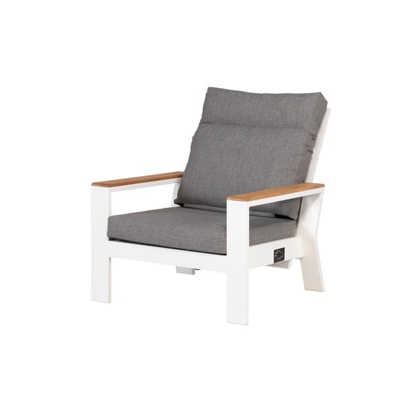 Bel/siv kovinski vrtni fotelj Valerie – Exotan-image-3