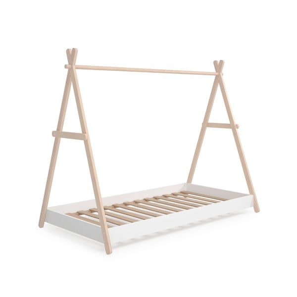 Bela/naravna otroška postelja iz masivnega bora v obliki hiške 90x200 cm Trufa – Marckeric-image-4