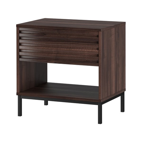 Temno rjava nočna omarica z mizno ploščo v orehovem dekorju Celine – Støraa-image-1