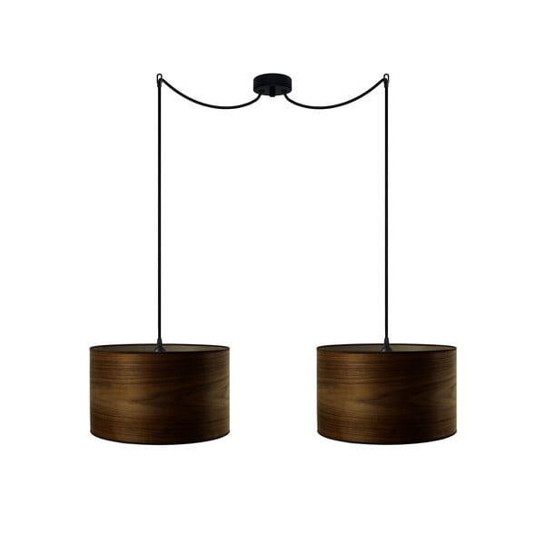 Dvojna viseča svetilka v naravnem orehovem furnirju Sotto Luce Tsuri, ⌀ 90 cm