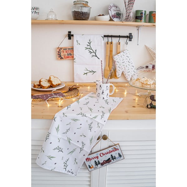 Bombažne kuhinjske krpe v kompletu 2 ks z božičnim motivom 50x70 cm Delicate Green – Butter Kings-image-1