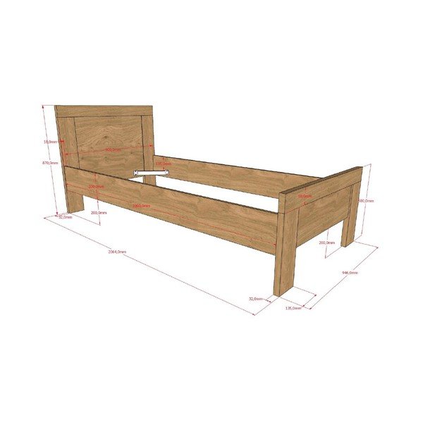Otroška postelja brez letvenega dna 90x200 cm v naravni barvi Sam – Vipack-image-2