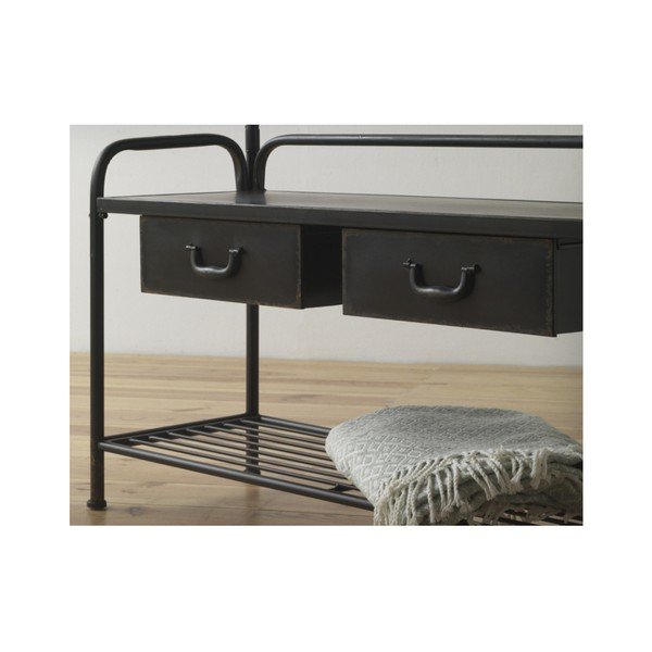 Črn kovinski obešalnik s klopjo in stojalom za čevlje Geese Gerome-image-2